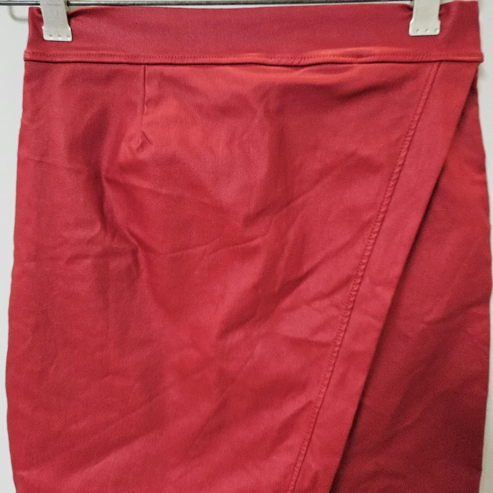 Elegant Red Wrap Skirt Women Size L - Picture 5 of 15